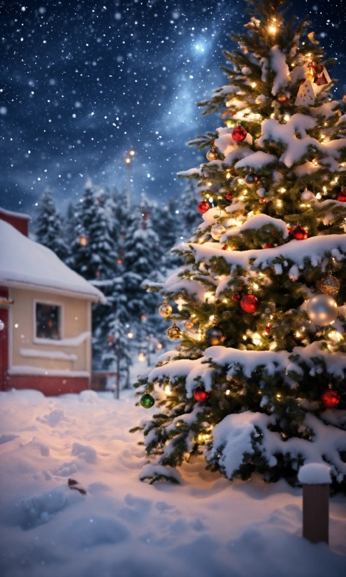Sky, Christmas Tree, Snow, Plant, World, Nature
