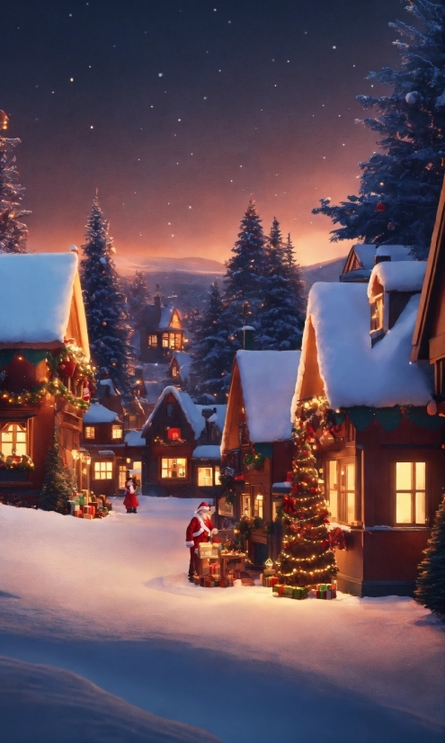 Sky, Christmas Tree, Snow, World, Light, Nature