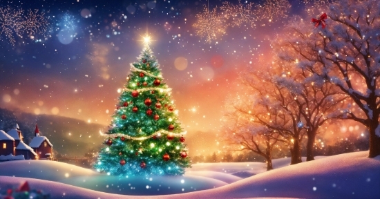 Sky, Christmas Tree, Snow, World, Light, Nature