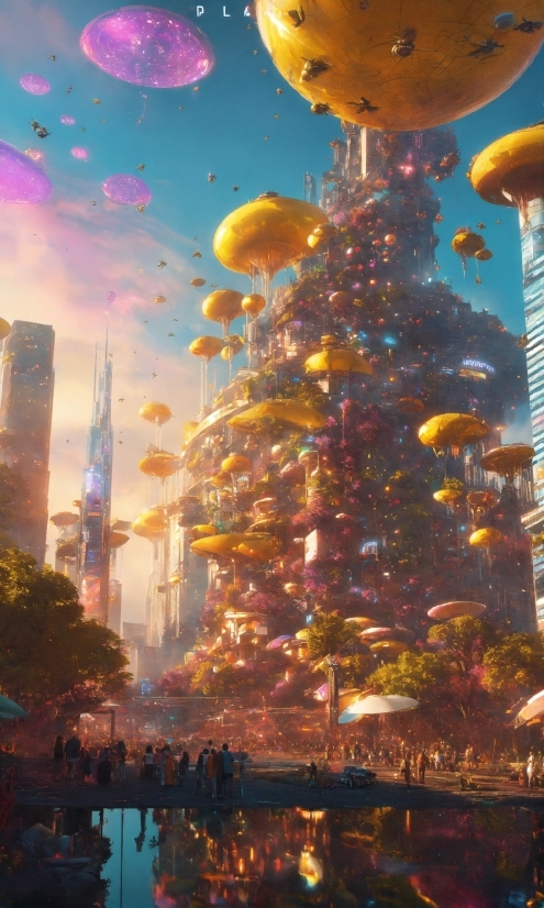 Sky, Christmas Tree, World, Building, Light, Tree