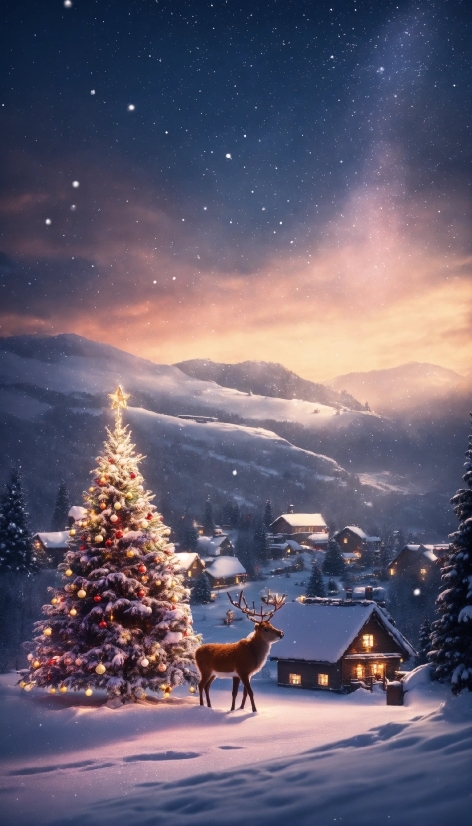 Sky, Cloud, Snow, Atmosphere, Plant, Christmas Tree