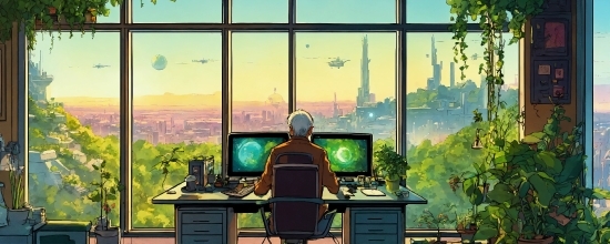 Sky, Computer, Furniture, Table, Personal Computer, Property
