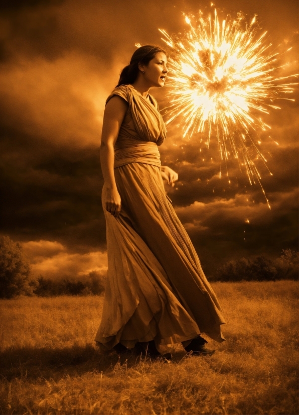 Sky, People In Nature, Dress, Plant, Fireworks, Human Body