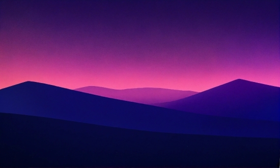 Sky, Purple, Afterglow, Slope, Mountain, Dusk