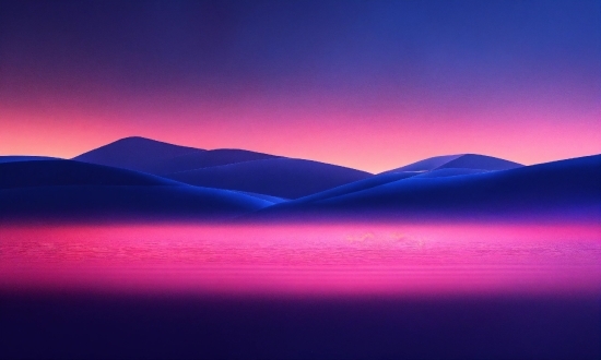 Sky, Purple, Mountain, Natural Landscape, Afterglow, Water