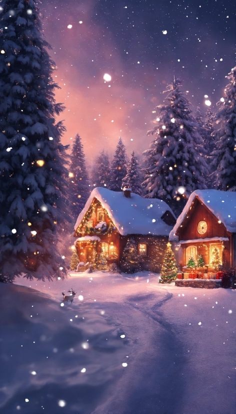 Sky, Snow, Christmas Tree, World, Light, Nature
