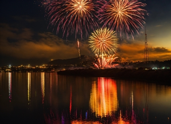 Sky, Water, Fireworks, Atmosphere, Photograph, Light