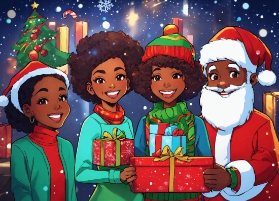 Smile, Christmas Ornament, Facial Expression, Celebrating, Green, Santa Claus