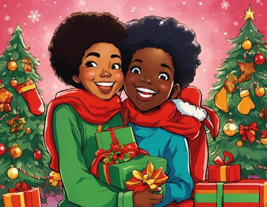 Smile, Christmas Tree, Green, Greeting, Facial Expression, Christmas Ornament