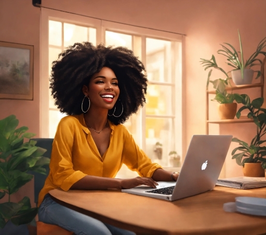 Smile, Computer, Plant, Personal Computer, Laptop, Table