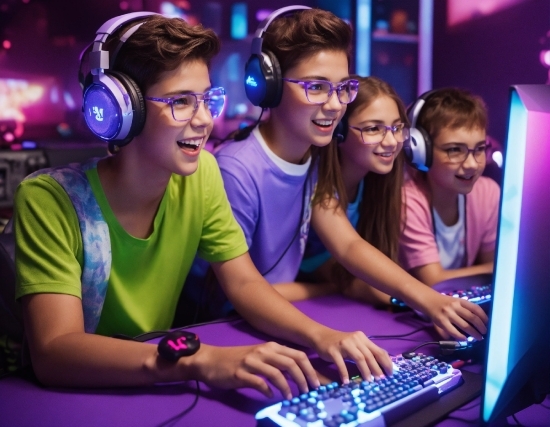 Smile, Glasses, Computer, Personal Computer, Purple, Computer Keyboard