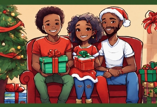 Smile, Green, Cartoon, Christmas Tree, Happy, Mammal