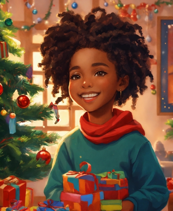 Smile, Head, Jheri Curl, Christmas Tree, Happy, Ringlet