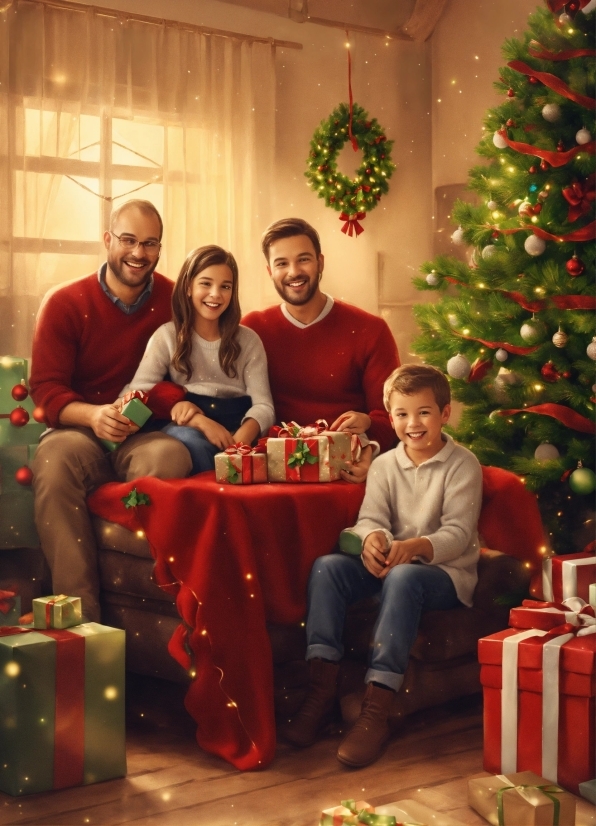 Smile, Jeans, Christmas Tree, Christmas Ornament, Green, Lighting