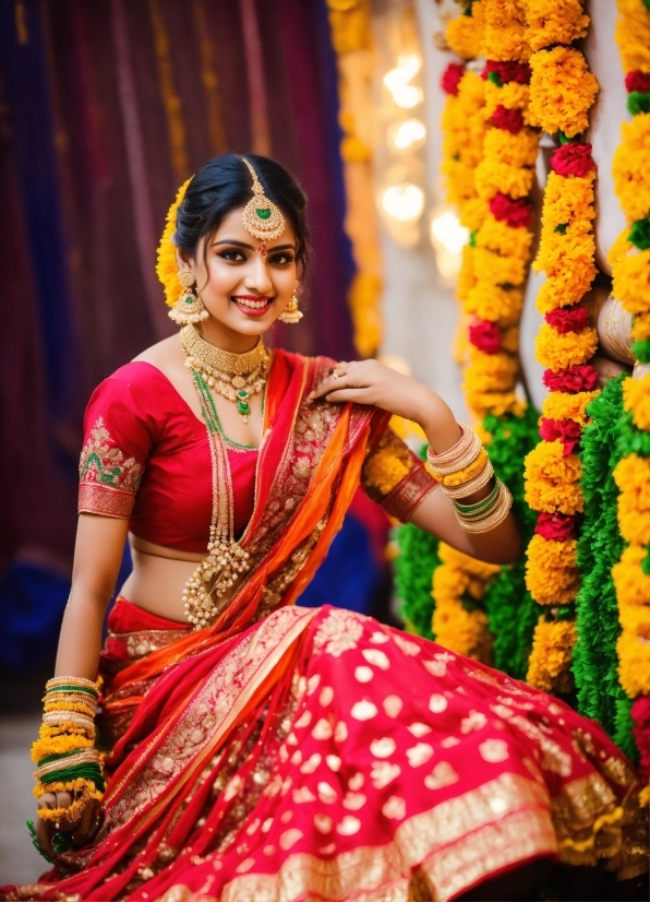 Smile, Sari, Temple, Happy, Decoration, Bangle