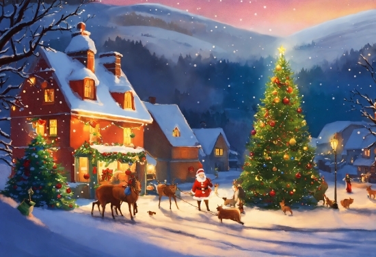 Snow, Christmas Tree, Light, Tree, World, Lighting