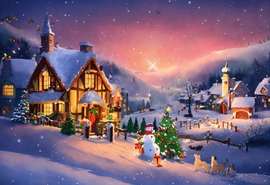 Snow, Christmas Tree, World, Sky, Nature, Plant