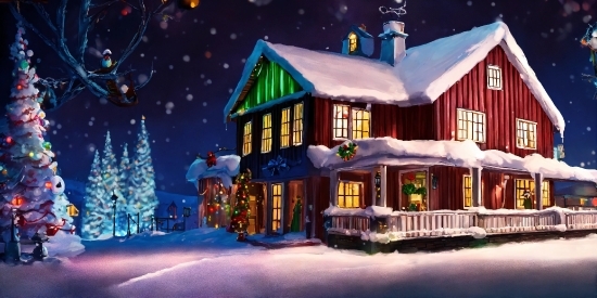 Snow, Light, Window, Christmas Decoration, House, Cottage