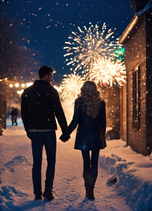 Snow, Photograph, Light, People In Nature, Fireworks, Branch