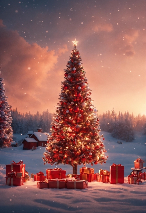 Snow, Sky, Atmosphere, Christmas Tree, Light, World