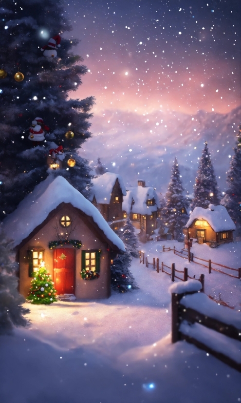 Snow, Sky, Light, Nature, Window, Christmas Tree