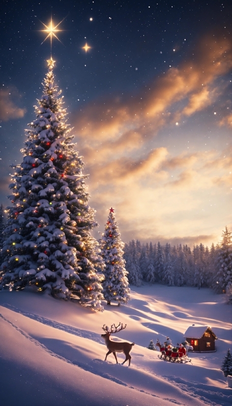 Snow, Sky, Plant, Atmosphere, Cloud, Christmas Tree