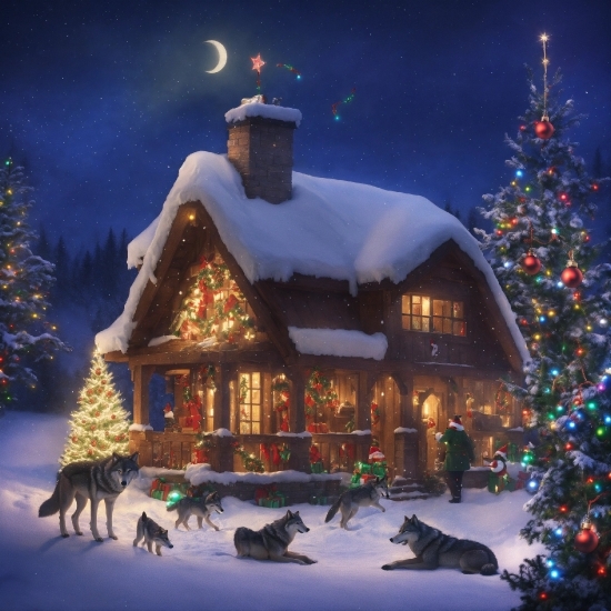 Snow, Sky, Property, Christmas Tree, Light, World