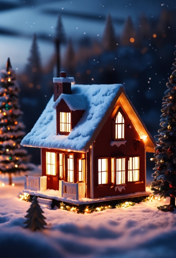 Snow, Window, Property, Light, Building, House
