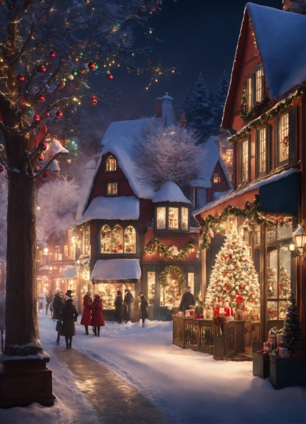 Snow, World, Sky, Light, Christmas Tree, Lighting
