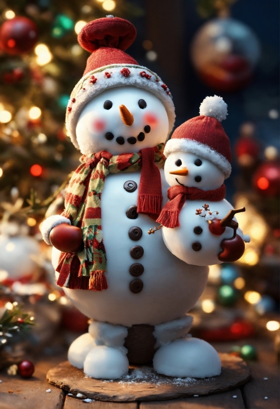 Snowman, White, Christmas Ornament, Christmas Tree, Ornament, Red