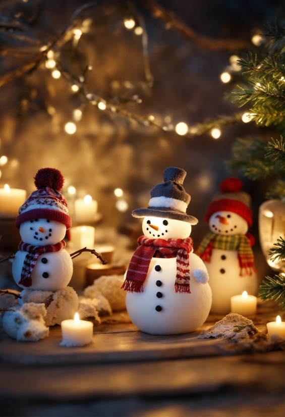 Snowman, White, Light, Lighting, Toy, Christmas Ornament
