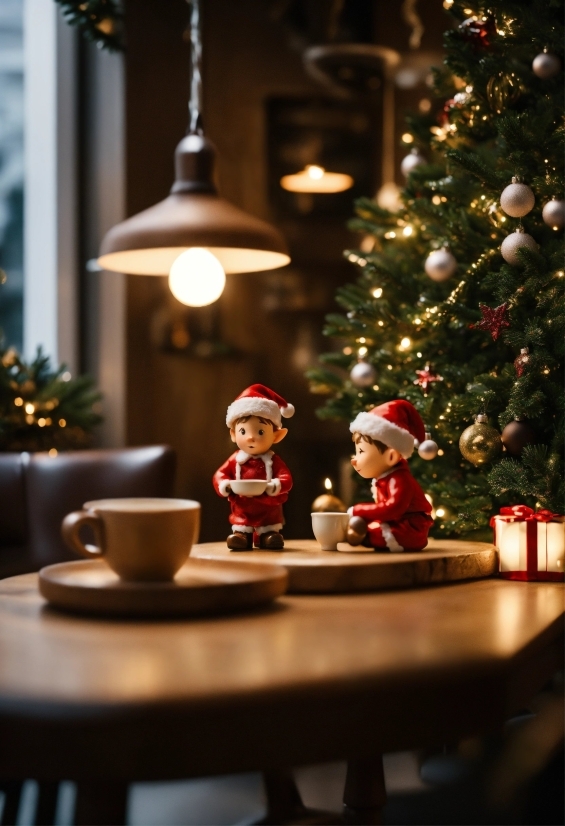 Table, Christmas Tree, Light, Plant, Christmas Ornament, Lighting