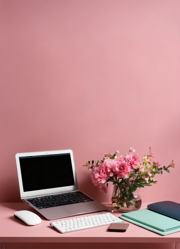 Table, Computer, Flower, Laptop, Personal Computer, Plant