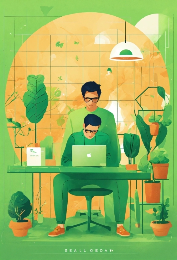 Table, Computer, Furniture, Personal Computer, Plant, Green