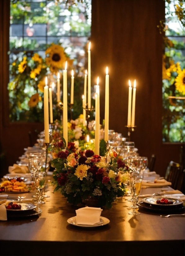 Table, Flower, Tableware, Candle, Furniture, Plant