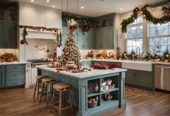 Table, Furniture, Property, Decoration, Christmas Tree, Wood