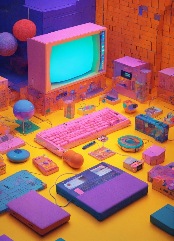 Table, Personal Computer, Computer Monitor, Purple, Computer, Peripheral
