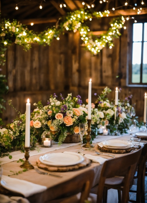 Table, Plant, Candle, Decoration, Furniture, Flower