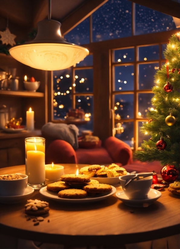 Table, Tableware, Food, Furniture, Christmas Tree, Light