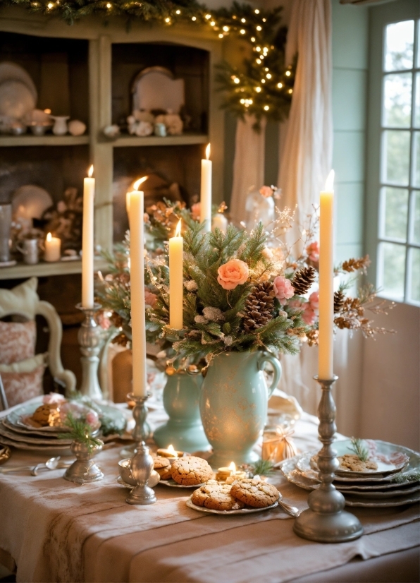 Table, Tableware, Furniture, Decoration, Candle, Plant