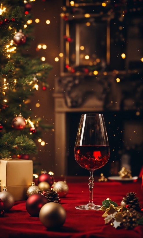 Tableware, Christmas Ornament, Christmas Tree, Stemware, Drinkware, Light