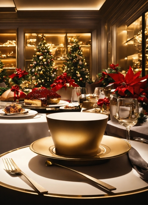Tableware, Christmas Tree, Table, Furniture, Decoration, Drinkware
