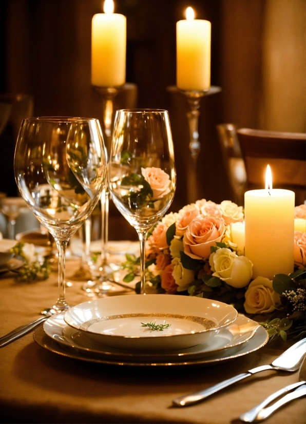 Tableware, Flower, Candle, Table, Stemware, Drinkware