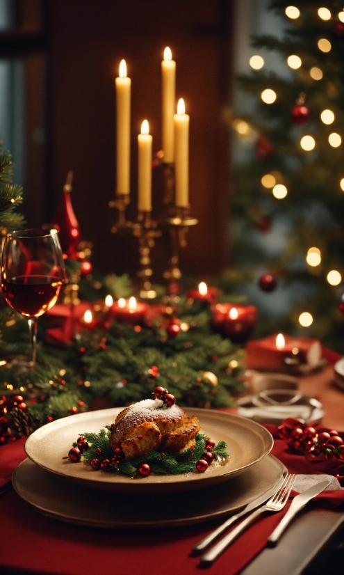 Tableware, Food, Candle, Light, Christmas Ornament, Lighting