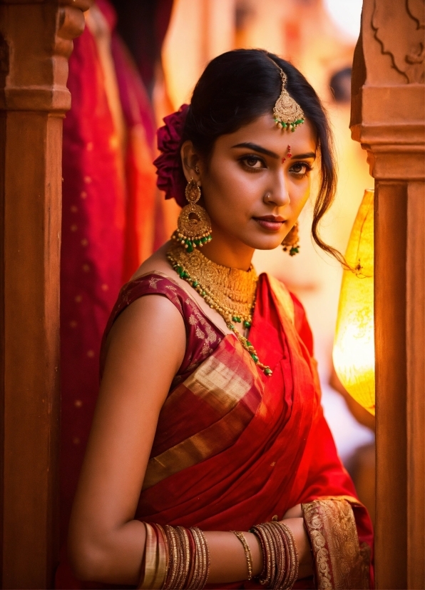 Temple, Sari, Flash Photography, Fashion Design, Jewellery, Necklace