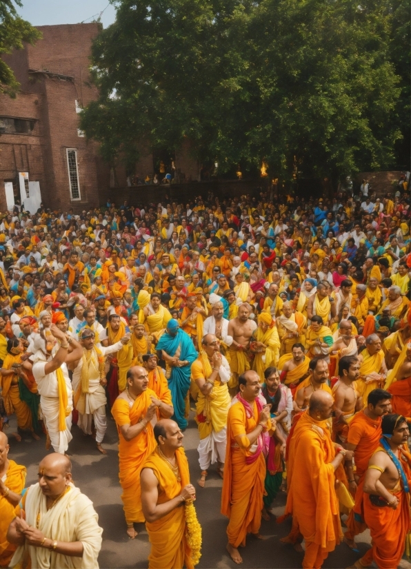 Temple, Tree, Orange, Crowd, Pilgrimage, Event