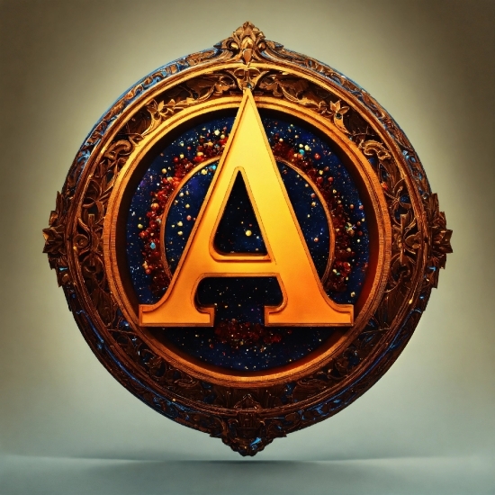 Triangle, Gold, Emblem, Symbol, Font, Circle