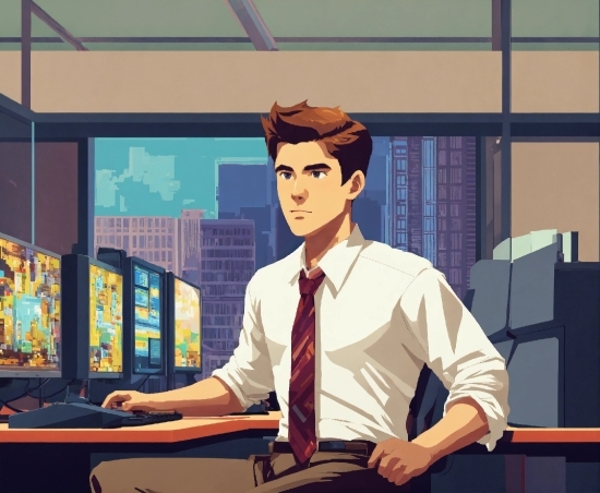 Visual Contrast Art, Cartoon, Tie, Event, White-collar Worker, Television Presenter