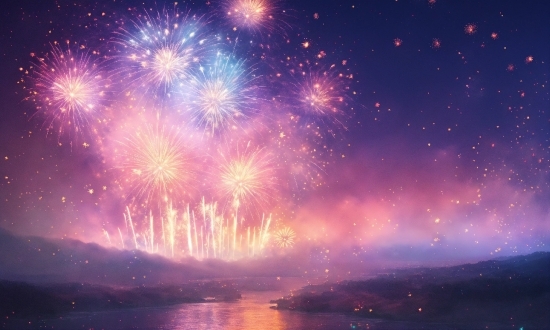 Water, Atmosphere, Fireworks, Sky, Purple, Atmospheric Phenomenon