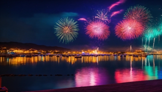 Water, Sky, Fireworks, Atmosphere, Light, Nature
